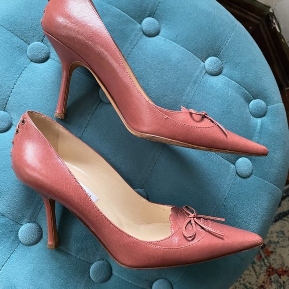 Jimmy Choo Pink-Brown Leather Pumps - Picture 3 of 6